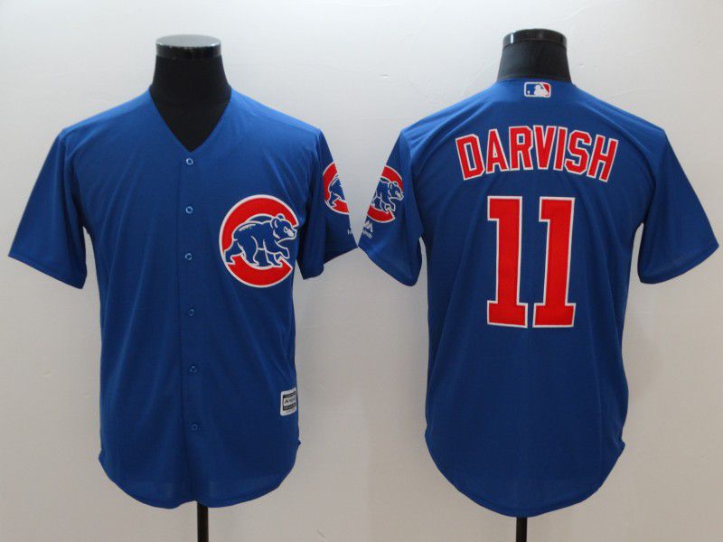 Men Chicago Cubs #11 Darvish Blue Game MLB Jerseys